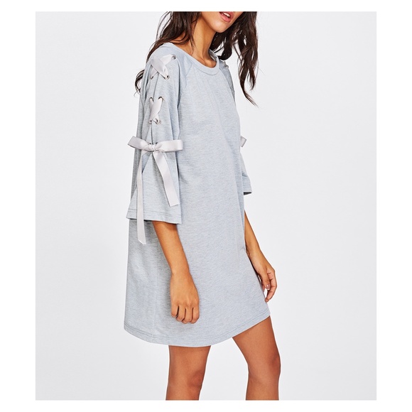 MBM Unlimited Dresses & Skirts - 🔥LAST ONEGrey 3/4 Sleeve Lace Up Casual Tee Dress